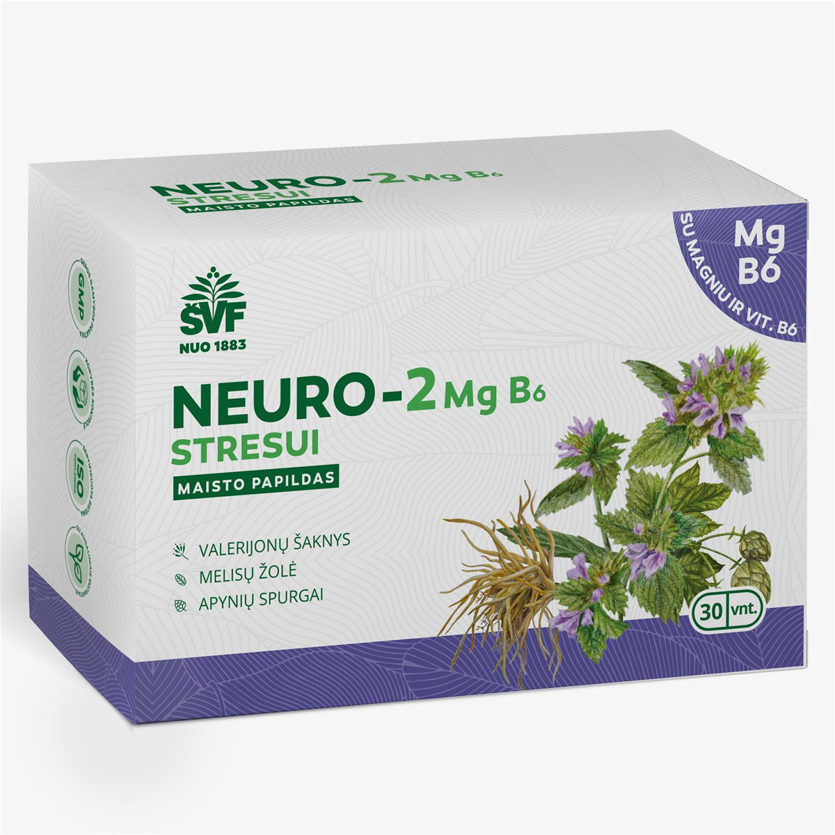 ŠVENČIONIŲ VAISTAŽOLĖS NEURO-2 MG B6 STRESUI, 30 kapsulių