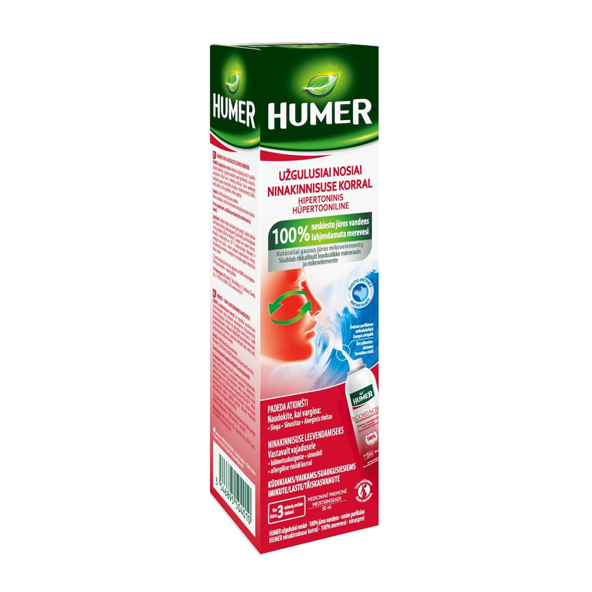 HUMER 050, hipertoninis tirpalas nuo slogos, 50 ml