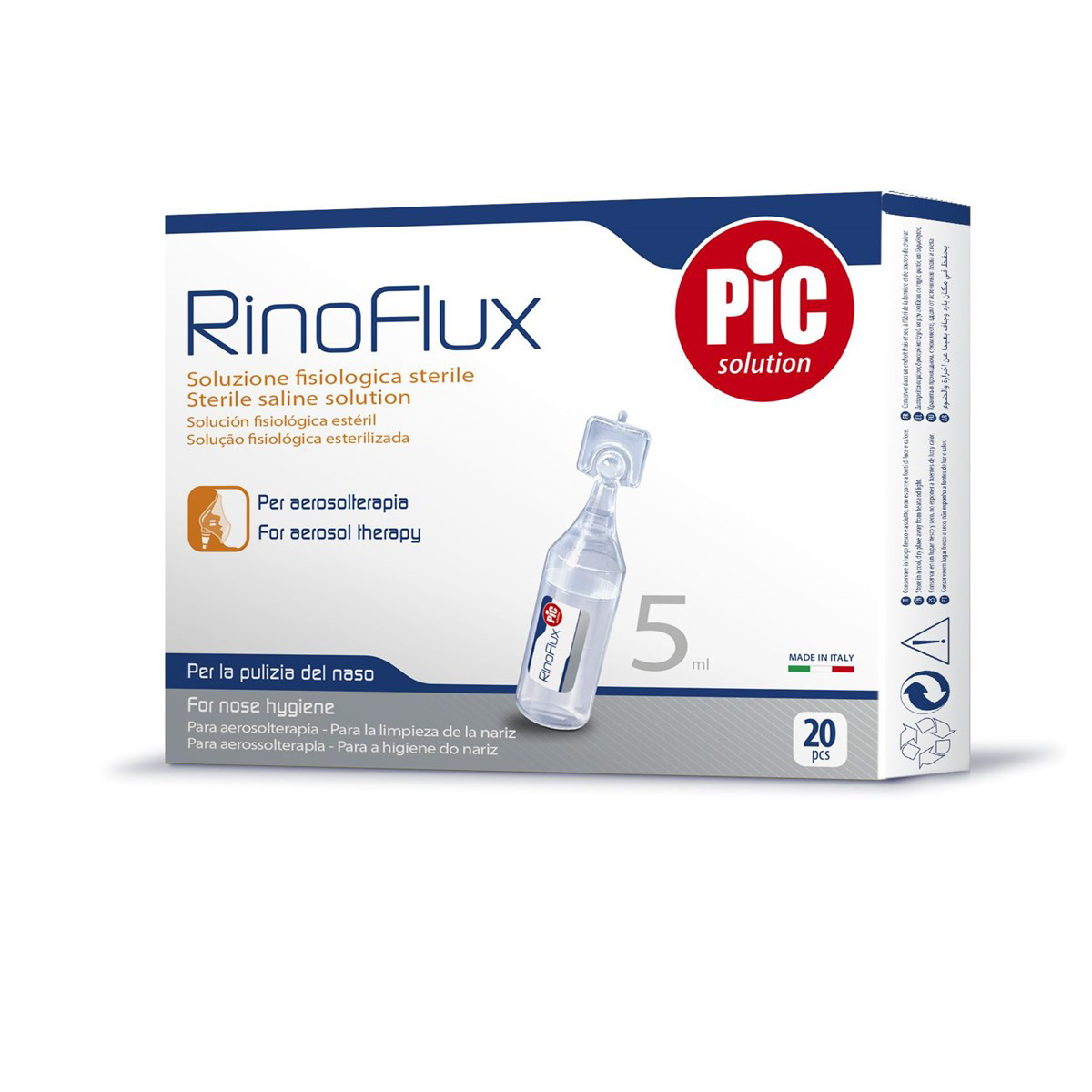 RINOFLUX 0,9%, fiziologinis tirpalas inhaliacijoms ir nosiai, sterilus, 5ml, N20