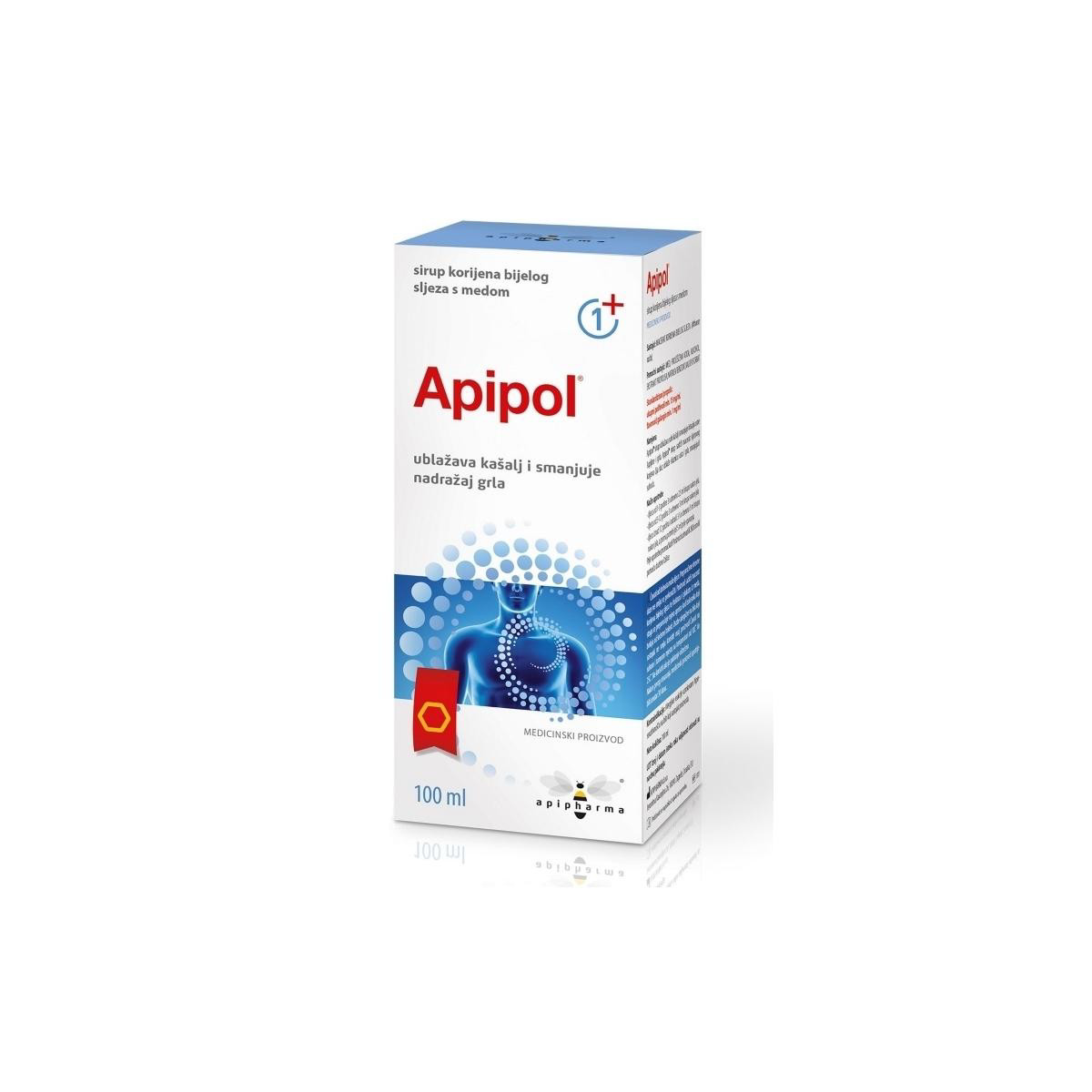 APIPOL svilarožių šaknų sirupas su medumi ir propolio ekstraktu, 100ml