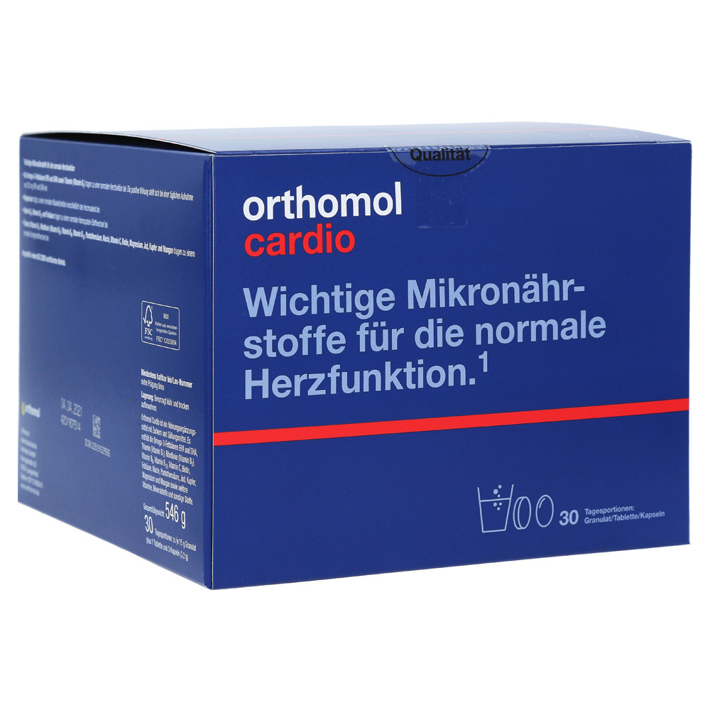 ORTHOMOL CARDIO, milteliai, tabletės ir kapsulės, 30 porcijų