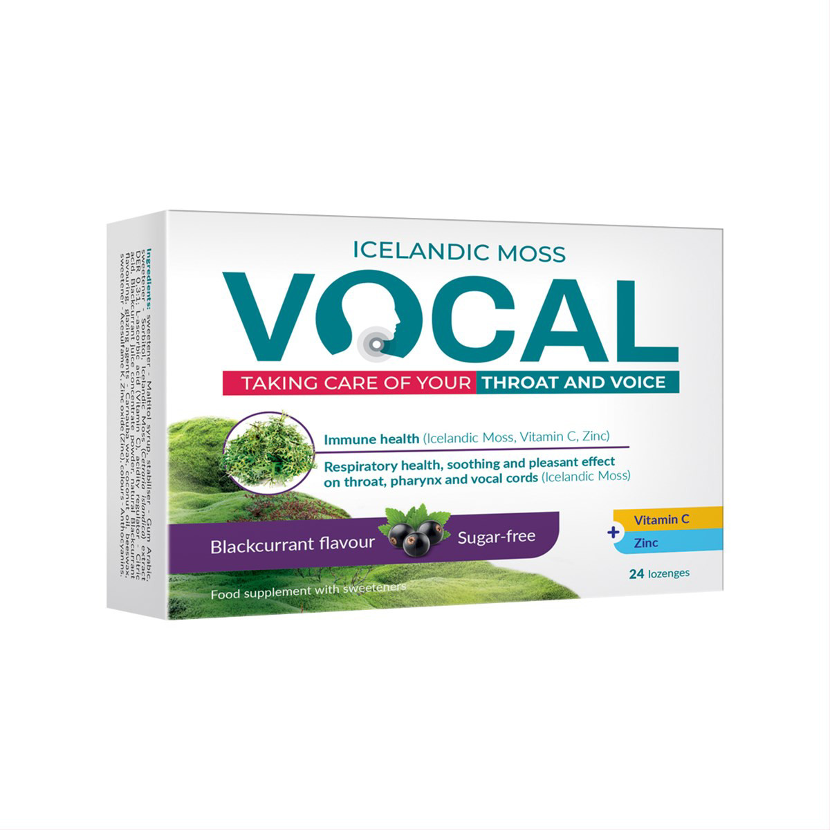VOCAL, juodųjų serbentų skonio pastilės gerklei, 24 vnt.
