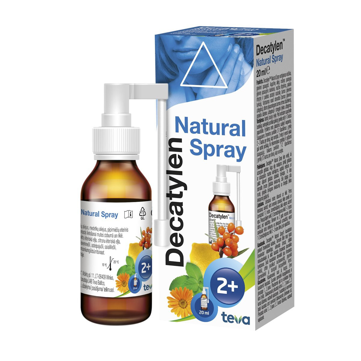 DECATYLEN NATURAL SPRAY, burnos ir gerklės purškalas, 20 ml