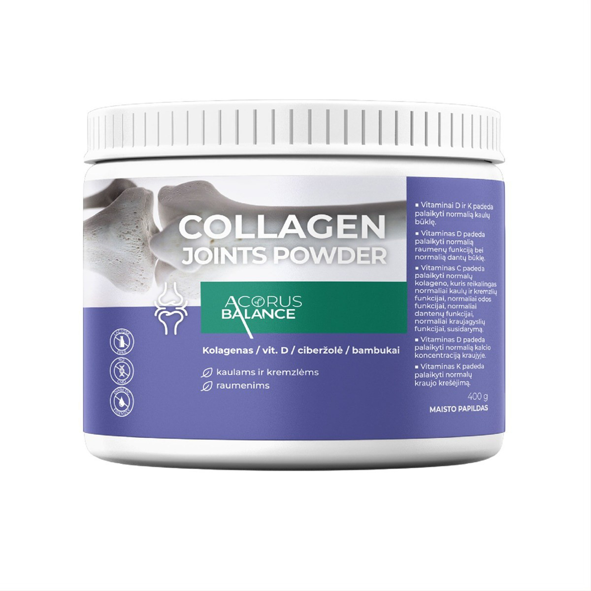 ACORUS BALANCE COLLAGEN JOINTS POWDER, Milteliai geriamajam tirpalui, 400g
