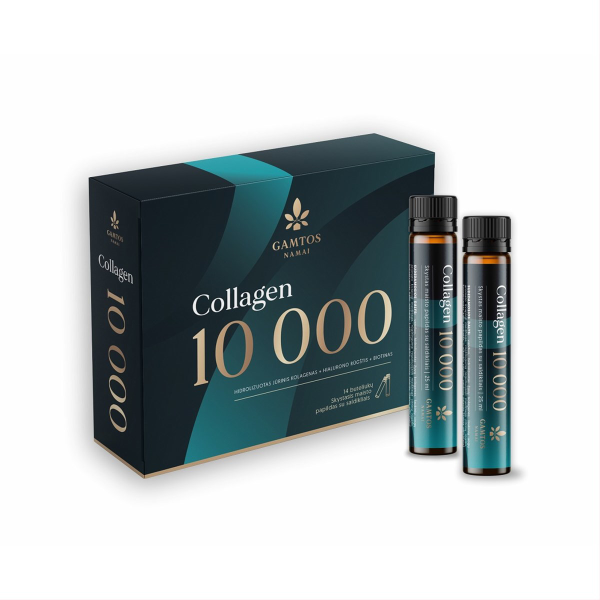 GAMTOS NAMAI COLLAGEN 10 000, skystas maisto papildas, 14 buteliukų po 25 ml