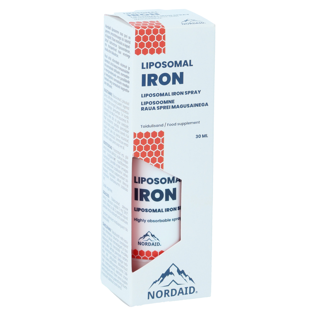 Nordaid Liposomal Iron spray, 30ml, 200 papurškimų