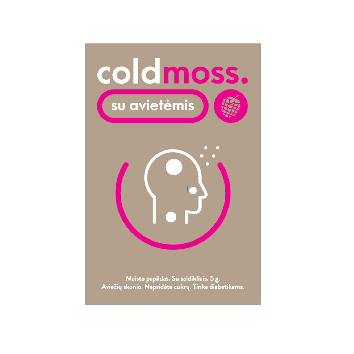 COLDMOSS, su avietėmis, be cukraus, milteliai, 6 paketėliai