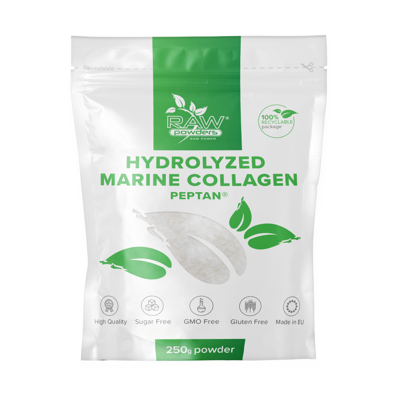 RAW POWDERS HIDROLIZUOTAS JŪRINIS KOLAGENAS PEPTAN® milteliai, 250 g