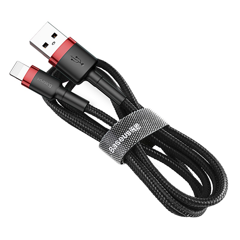 Kabelis USB2.0 A Kištukas - IP Lighning Kištukas 1m Su QC3.0 Nailoniniu Šarvu Cafule Raudonas / Juodas BASEUS