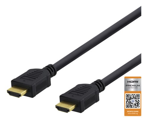 Kabelis DELTACO HDMI-1010D​Premium HDMI,1m,Ethernet,4K UHD,juodas