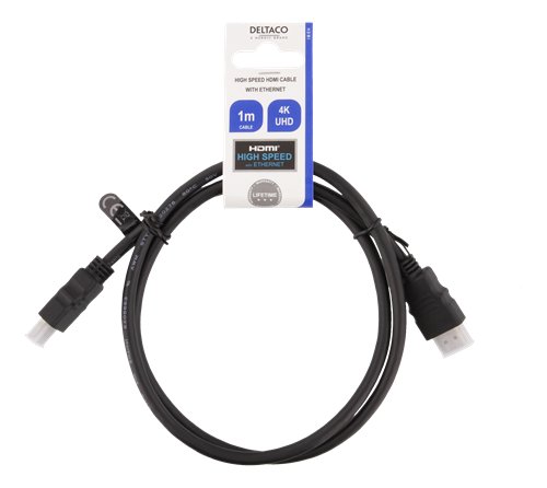 Kabelis DELTACO HDMI-910 HDMI High Speed su Ethernet,4K,60Hz UHD,19-pin ha-ha,1m juodas