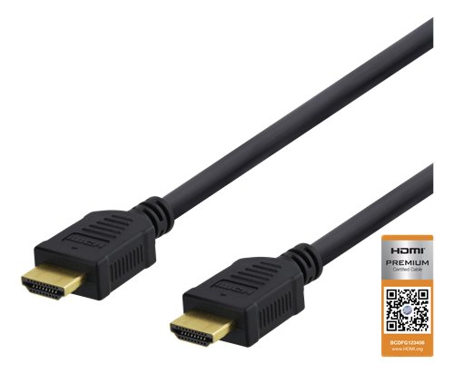 DELTACO High-Speed ​​Premium HDMI kabelis, 1,5 m, Ethernet, 4K UHD, Be ferito juodas / HDMI-1015D