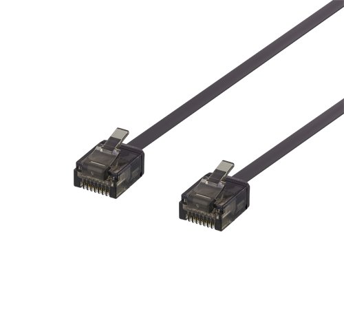 DELTACO U / UTP Cat6a patch cable, flat, 5m, only 1mm thick, 500MHz, black