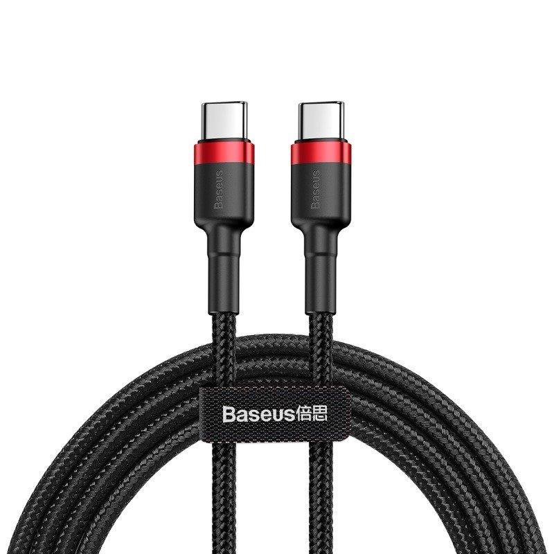 Kabelis BASEUS USB C - USB C 1.0m QC3.0 PD2.0 su nailoniniu šarvu Cafule raudonas/juodas