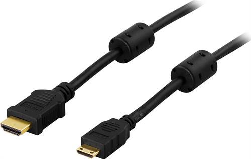 Kabelis DELTACO HDMI-1016HDMI-HDMI MINI KABELIS,4K,ULTRA HD 60HZ,1M/JUODAS