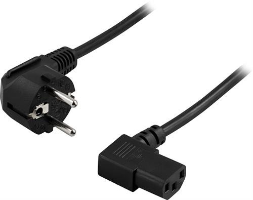 DELTACO grounded appliance cable for connection between unit and wall socket, angled CEE 7/7 to angl