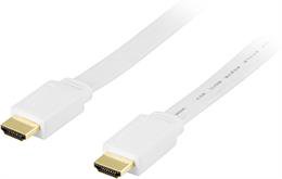 DELTACO plokščias HDMI kabelis 4K, UltraHD, 60Hz, 0.5m 19-pin ha-ha, baltas HDMI-1005H