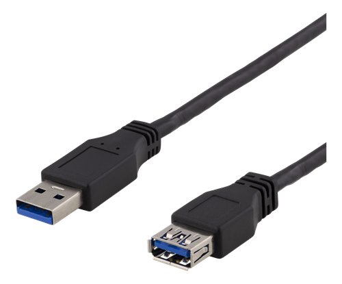 Praiilginimo kabelis DELTACO USB3-242, USB 3.1 Gen1, 2 m, USB-A male į USB-A female, juodas