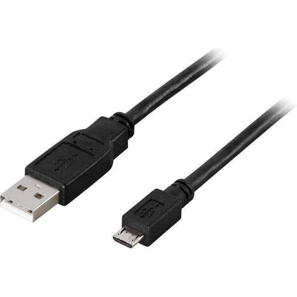 Kabelis DELTACO USB 2.0 "A-micro B", 1.0m, juodas / USB-301S