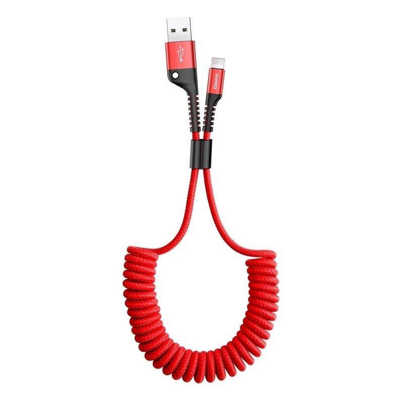 Spiralinis kabelis BASEUS USB2.0 A kištukas - USB C kištukas 1.0m raudonas