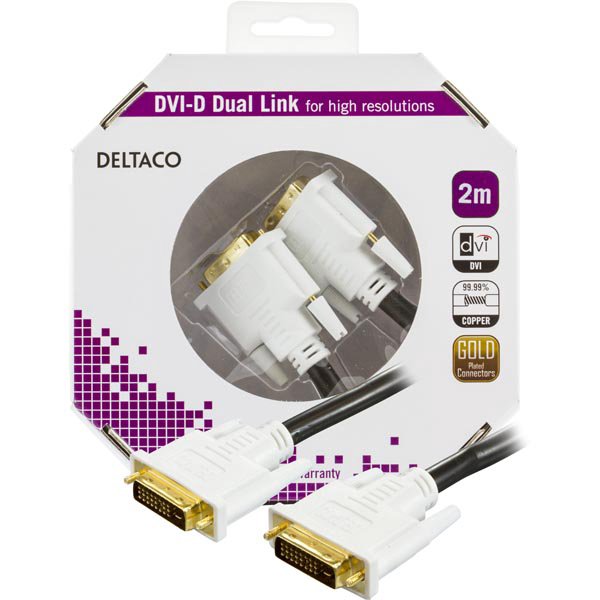 Kabelis DELTACO DVI-D "dual link", 2.0m / DVI-600A-K