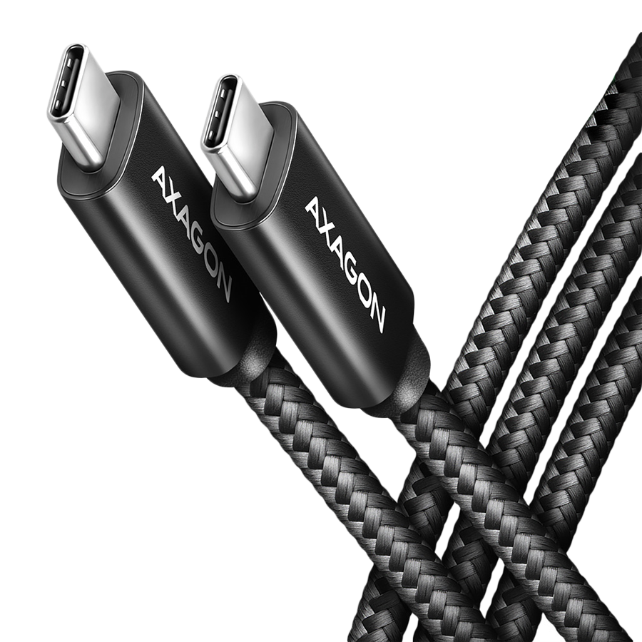 Axagon Data and charging USB 480Mbps cable length 2 m. PD 240W, 5A. Black braided.