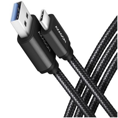 Axagon Data and charging USB 3.2 Gen1 cable lengh 2 m. 3A. Black braided.