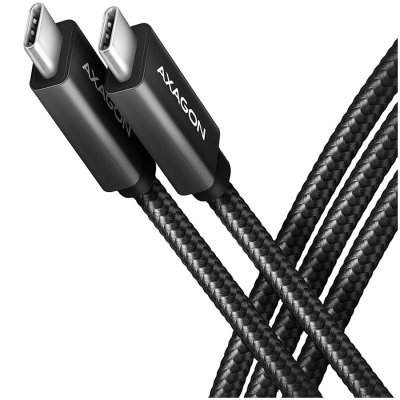 Axagon Data and charging USB 3.2 Gen 2 cable lengh 1 m. PD 100W, 5A, 4K HD video. Black braided.