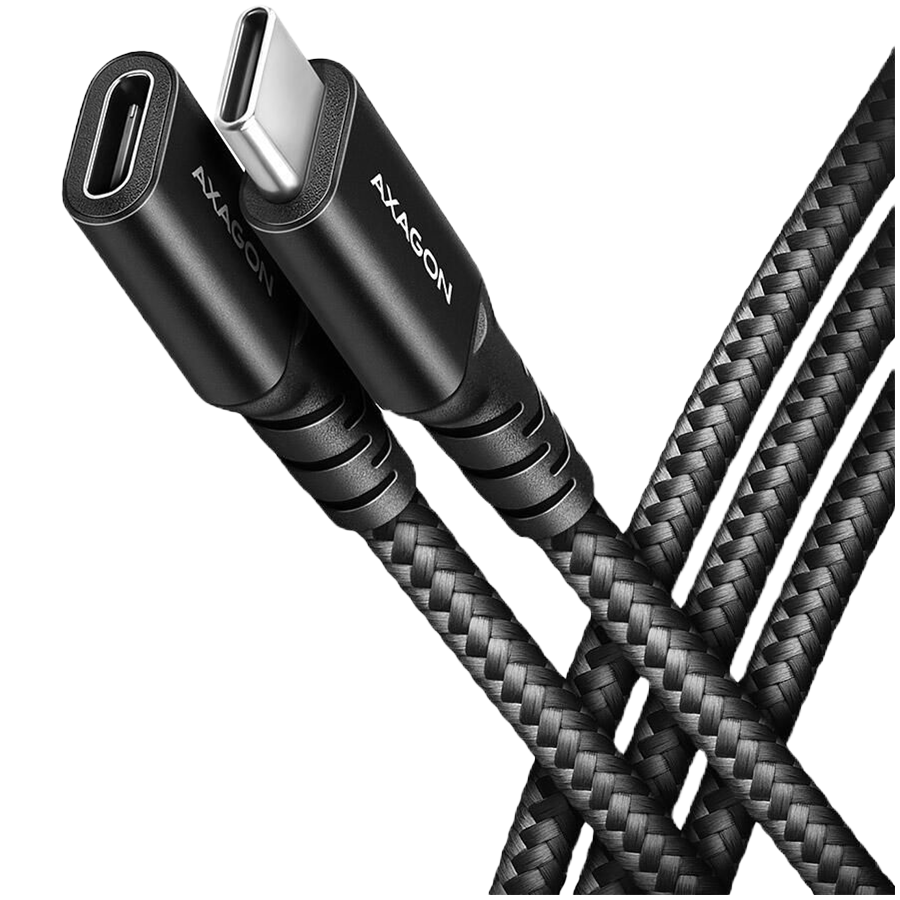 Axagon Extension USB 20Gbps cable length 1 m. PD 240W, 5A, 8K HD video. Black braided.