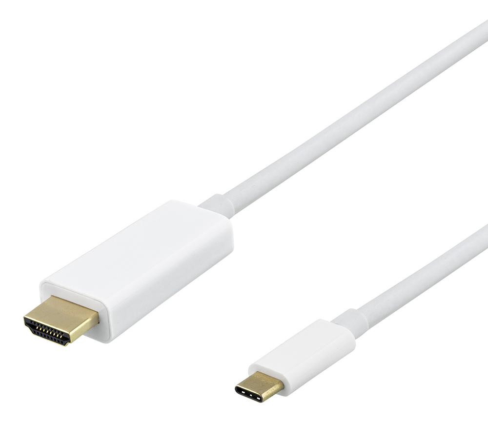 Kabelis DELTACO USB-C - HDMI, 4K UHD, 2m, baltas / USBC-HDMI1021-K / 00140022