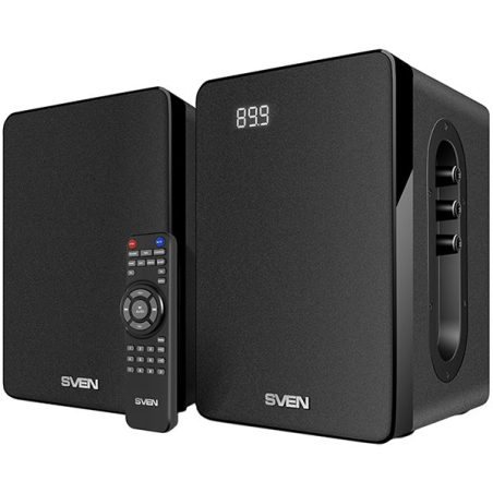 SVEN SPS-710 2x20W; Timbre and volume control; LED display; USB/SD-card support; FM radio; Headphone jack; Remote control; Built-in clock and alarm; Bluetooth|SV-018009