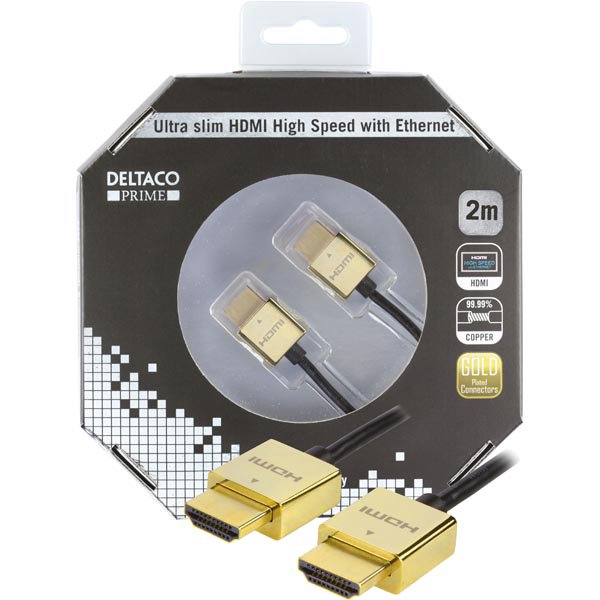 Kabelis DELTACO HDMI-HDMI, itin plonas, 2.0m / HDMI-1042-K