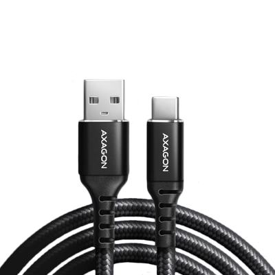 Axagon Data and charging USB 2.0 cable length 2 m. 3A. Black braided.