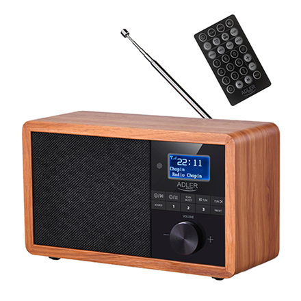 Adler | Radio DAB+ Bluetooth | AD 1184 | Alarm function | Black/Brown|AD 1184