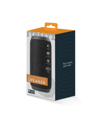 Bluetooth kolonėlė STREETZ, 2x5W, AUX, micro SD lizdas, juoda / S250-BLK / 6612033|S250-BLK