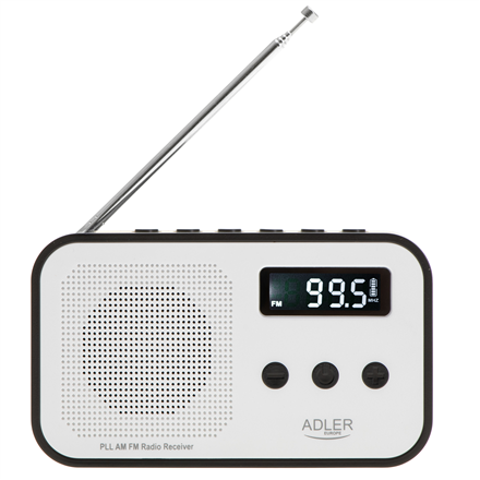 Adler | Digital radio PLL AM/FM | AD 1907 | Alarm function | White/Black|AD 1907