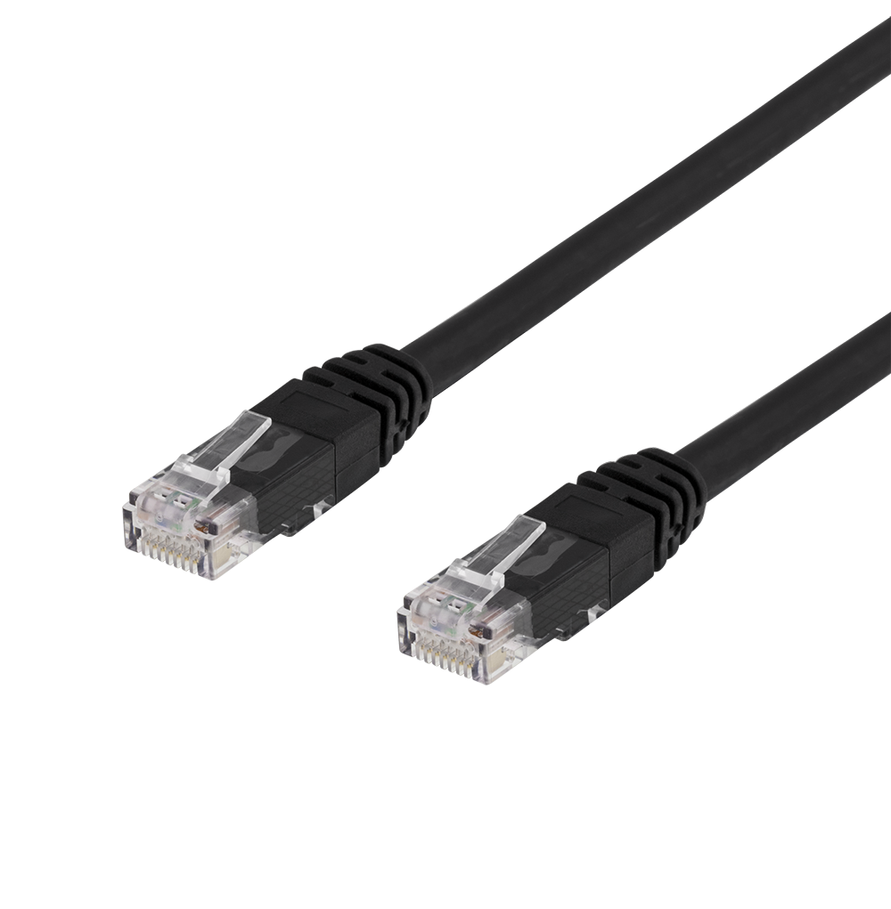 Tinklo kabelis DELTACO U/UTP Cat6, 1m, juodas / 00210006