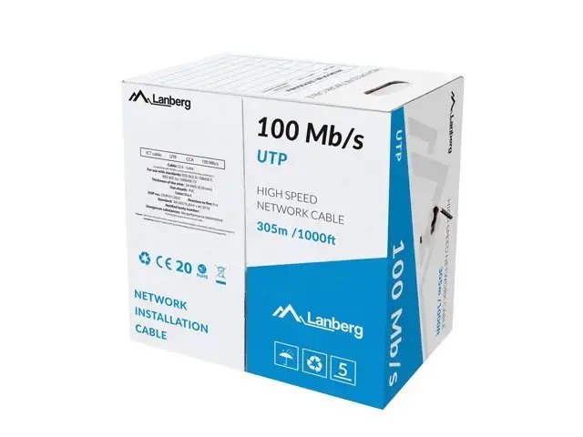 LANBERG LAN kabelis UTP cat.5e 305 m tvirtas CCA juodas