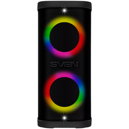Portable speaker SVEN PS-950, black, power output 2x80W (RMS), TWS, Bluetooth, IPx4, FM, USB, microSD, LED-display, lithium battery|SV-022396