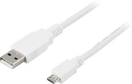 Kabelis DELTACO USB 2.0 Type A ha - Type Micro B ha, 5-pin, 0.25m, white