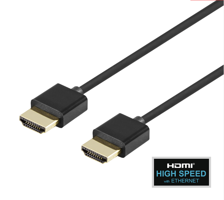 Itin plonas HDMI kabelis DELTACO 4K UHD, 1m, juodas / HDMI-1091-K / 00100017