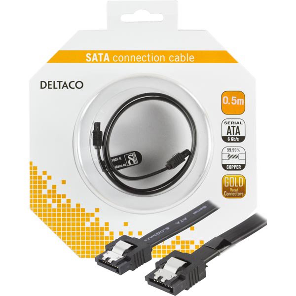 Kabelis DELTACO SATA, 0.5m, juodas / SATA-1001-K