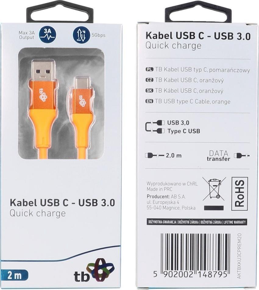 USB cable TB Print USB-A - USB-C 2 m Orange (1_791105)