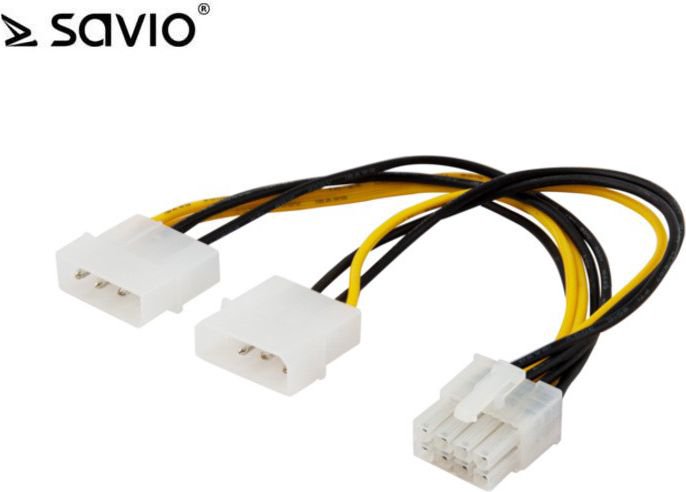 Savio Molex x2 - ATX/EPS 8-pin, 0.18m, Yellow (SAVIO AK-18)