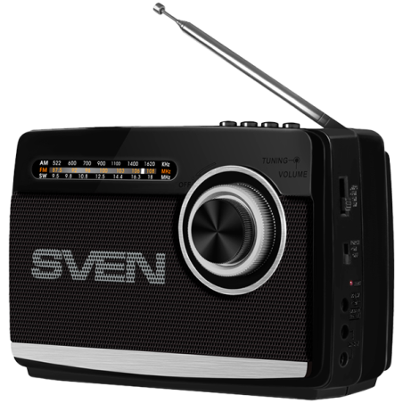 Speaker SVEN SRP-535, black (3W, FM/AM/SW, USB, microSD, flashlight, battery)|SV-017187