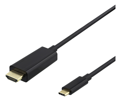 USB-C į HDMI kabelis, 1,5m, 4K, HDCP 2.2, 3D DELTACO juoda / USBC-HDMI1015-K