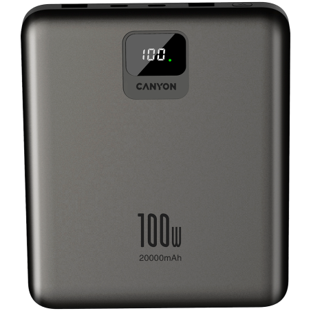 CANYON power bank PB-2008 LED FLAT 20000 mAh PD100W QC3.0 Dark Grey|CNE-CPB2008DG