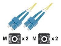 DIGITUS LWL patchcable SC/SC 09/125um 2m singelmode Duplex halogenfree with protocol yellow