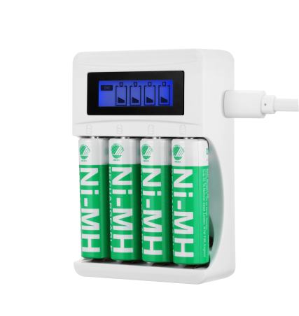 DELTACO Ultimate Ni-Mh USB įkroviklis su 4 x AA baterijomis C704A4-4xAA|C704A4-4xAA