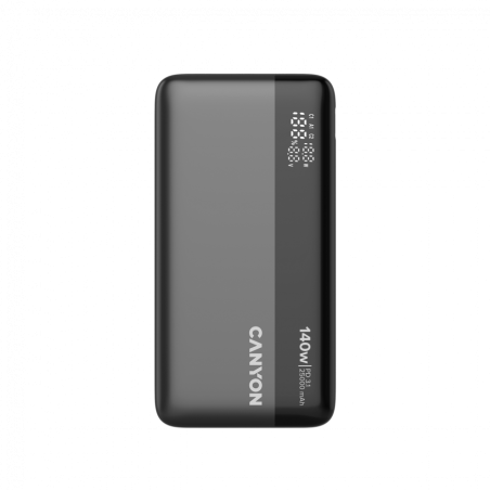 CANYON Power Bank PB-240, 25000mAh PD140W display power bank,Size160.0x82x27 mm Weight 508+-10g, Dark Grey|CNS-CPB240
